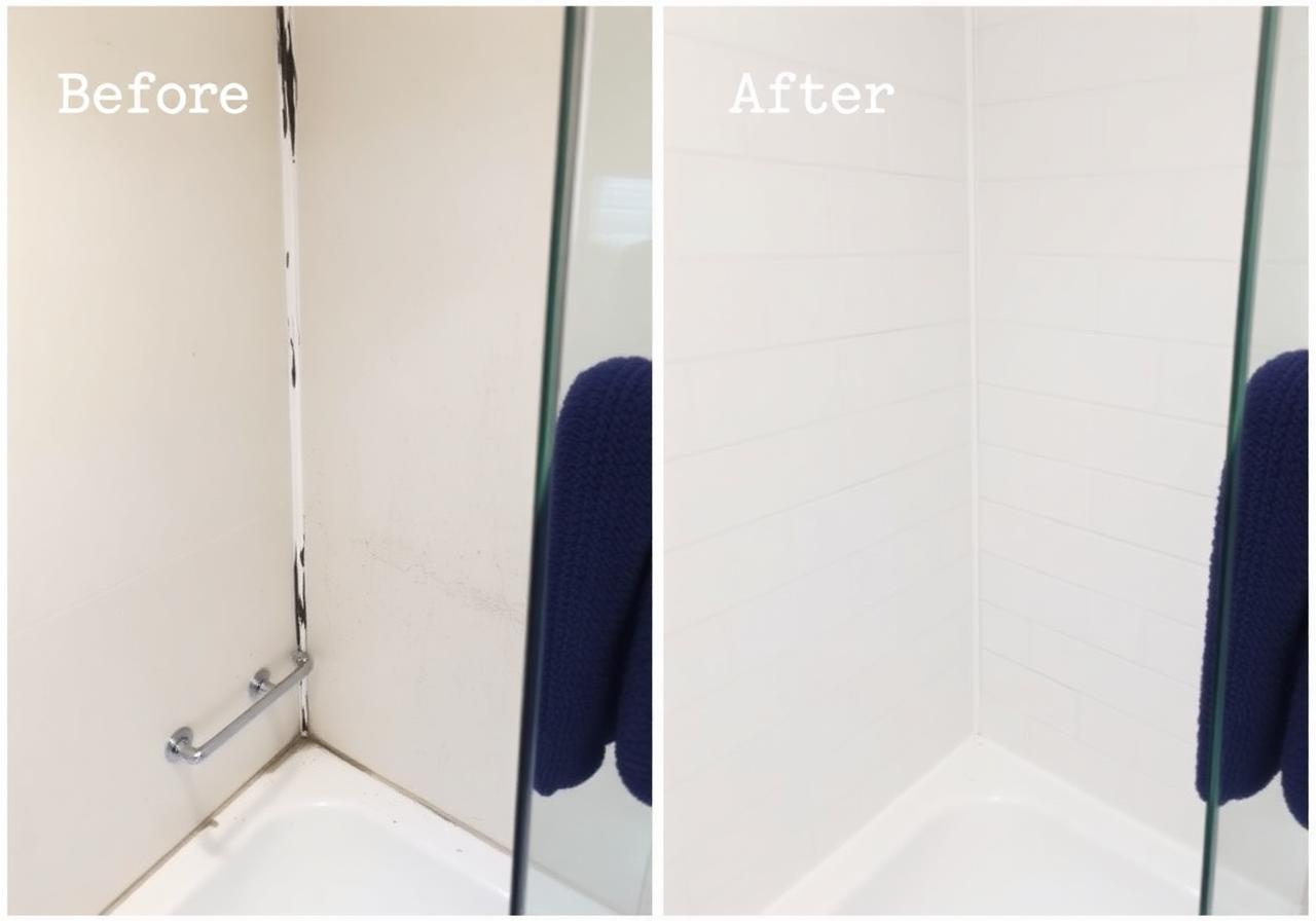 Before and after grout and silicone repair example 1